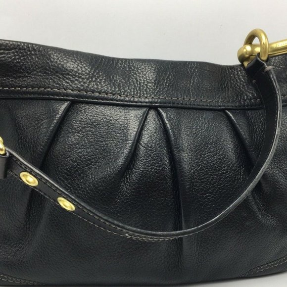 Coach 12917 Hamptons Black Pebbled Leather Hobo Shoulder Bag Purse MSRP $348 - Picture 1 of 8